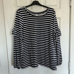 Old Navy Navy and white long sleeve top size XL